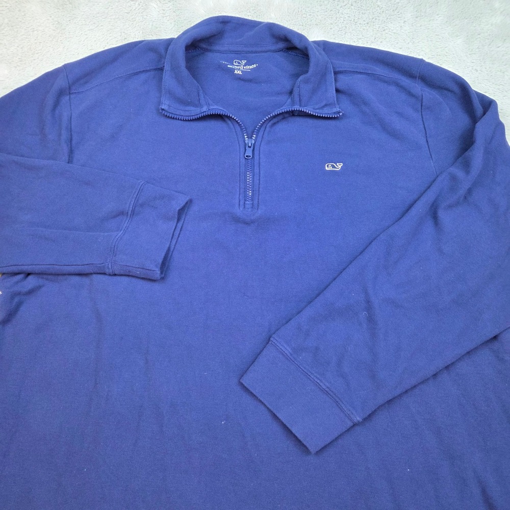 Vineyard Vines Quarter Zip Pullover Mens XXL Pique Knit Logo Embroidery Blue 80c